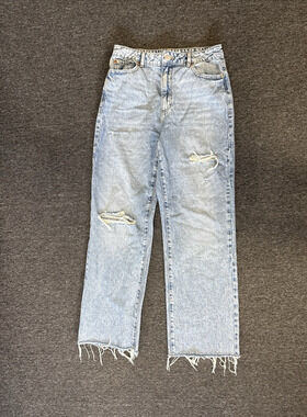 Garage Denim Jambe Large Wide Leg Size 09/29 Pockets Blue Light Wash Fade